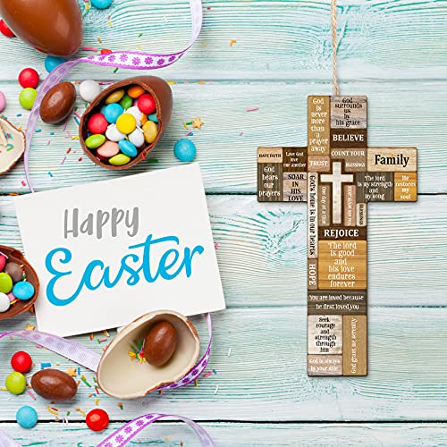 Jetec Cross Wall Decor Christian Wooden Cross Religious Faith Biblical Verse Wall or Table Sign for Home Easter Christmas Farmhouse Home Hanging Decorations Indoor Outdoor(10.6 x 6.1 Inch) - Image 2