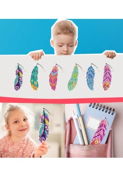 Daytoyz Diamond Painting Bookmark Set DIY Diamond Painting Bookmark Children's Bookmark Feather Shape Rhinestone with Crystal Pendant for Pages Markings  - Image 4