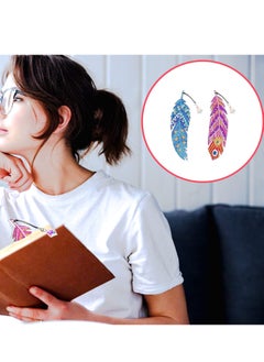 Daytoyz Diamond Painting Bookmark Set DIY Diamond Painting Bookmark Children's Bookmark Feather Shape Rhinestone with Crystal Pendant for Pages Markings  - Image 5