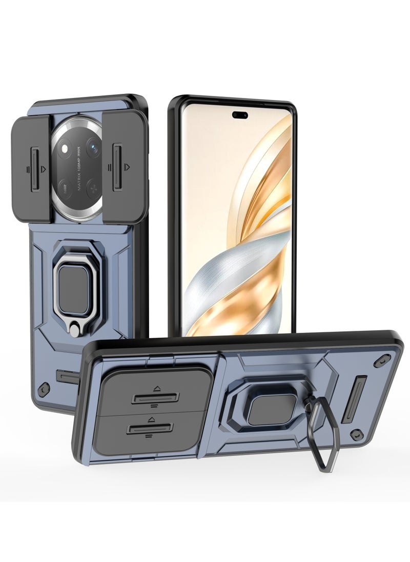 Youque Honor X9c 5G Case Cover with Slide Camera Cover & Ring Holder, Luxury Armor Kickstand Shell Scratch-Resistant Shock-Absorbing Protector Accessories Kickstand Stand Magnetic Car Ring Holder Protection  - Image 1