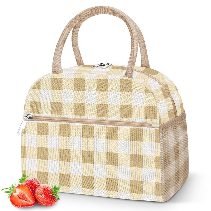 DALINDA Corduroy Lunch Bag Lunch Box for Women Men,Cute Insulated Lunch Bags,Water-Resistant Cute Cooler Lunch Tote Bag, Large Capacity for Work Travel Picnic - Image 1