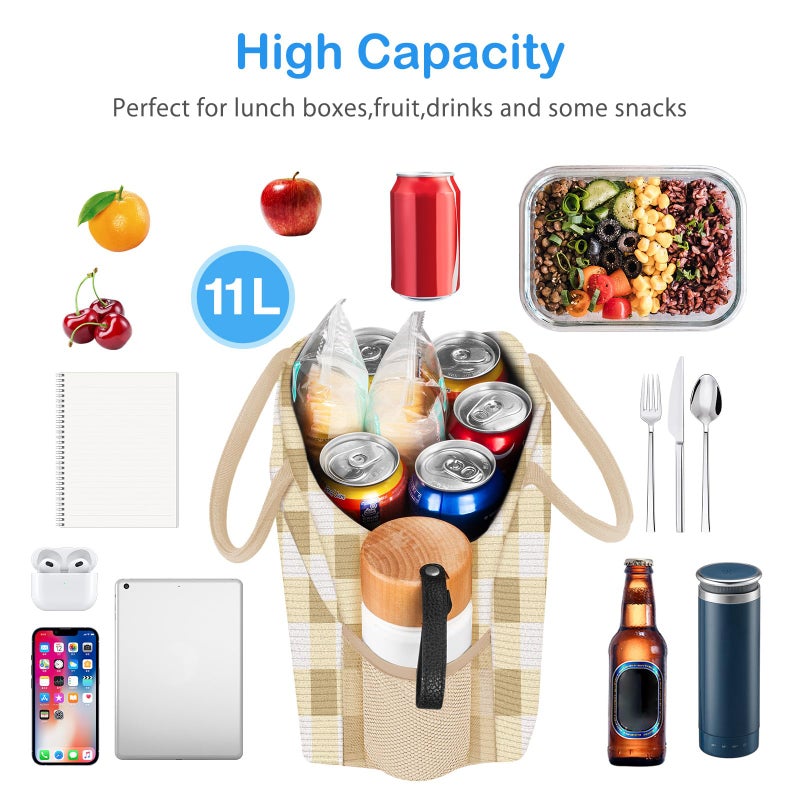 DALINDA Corduroy Lunch Bag Lunch Box for Women Men,Cute Insulated Lunch Bags,Water-Resistant Cute Cooler Lunch Tote Bag, Large Capacity for Work Travel Picnic - Image 2