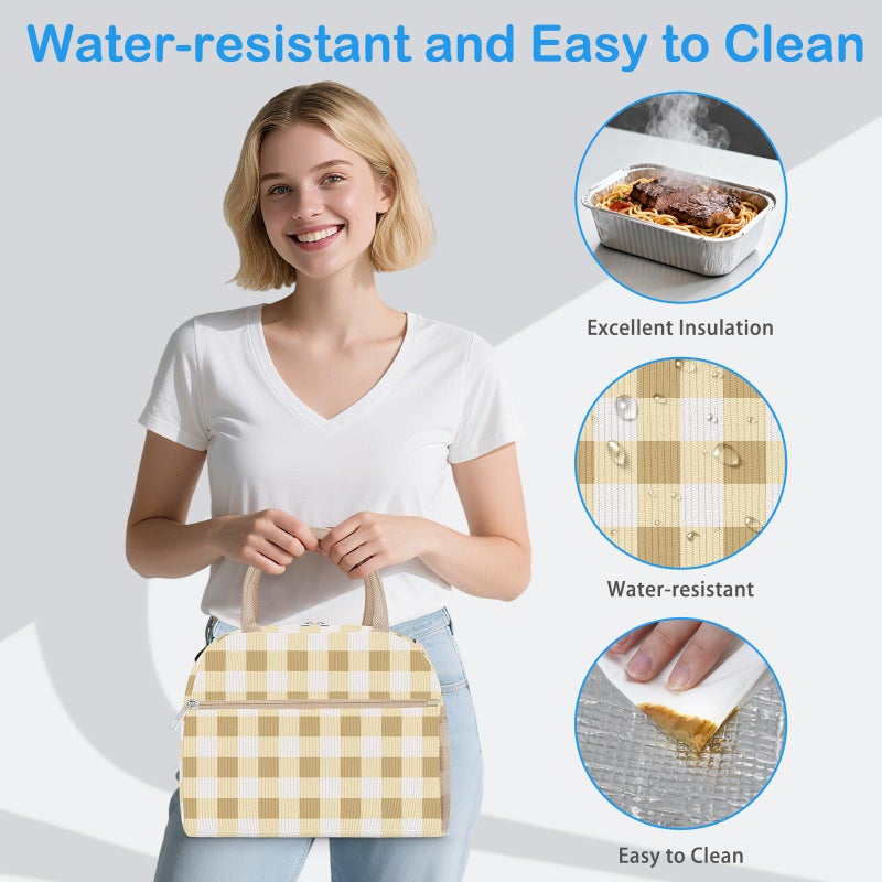 DALINDA Corduroy Lunch Bag Lunch Box for Women Men,Cute Insulated Lunch Bags,Water-Resistant Cute Cooler Lunch Tote Bag, Large Capacity for Work Travel Picnic - Image 4