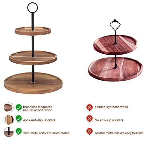 QIELSER 3 Tier Cupcake Stand, Wood Tiered Serving Tray Cupcake Tower, Serving Stand Display Dessert Cookie Candy Buffet Holder for Home Tea Party, Wedding, Farmhouse Decor, Tea Party Decor, Kitchen Decor - Image 5