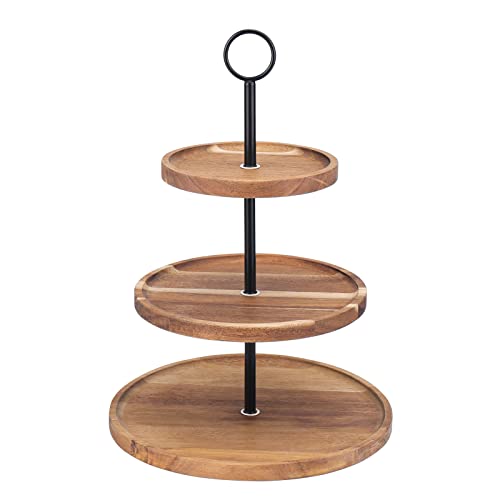 QIELSER 3 Tier Cupcake Stand, Wood Tiered Serving Tray Cupcake Tower, Serving Stand Display Dessert Cookie Candy Buffet Holder for Home Tea Party, Wedding, Farmhouse Decor, Tea Party Decor, Kitchen Decor - Image 2