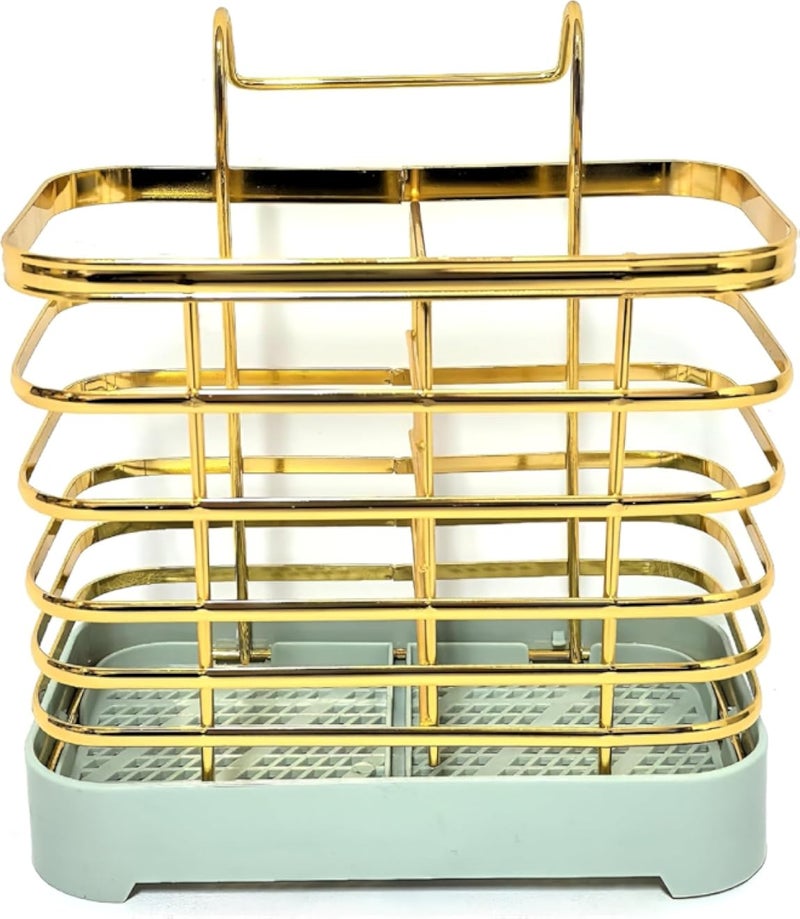 Cutlery Storage - Innovative Hanging Metal Dish Rack featuring Separate Drain Basket Compartment for Forks, Spoons, and Knives, Perfect Kitchen Addition