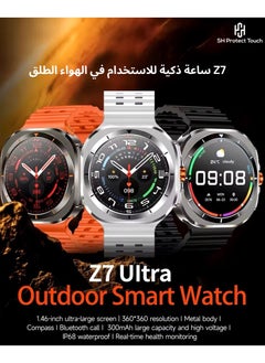SH PROTECT TOUCH Smart Watch 7 Ultra 1.43" Super Amoled 47mm GPS Tracking Smart Watch for Men Amoled Outdoor Sports Temperature Clock BT Call 7 ULTRA SmartWatch (Titanium Black)  - Image 2