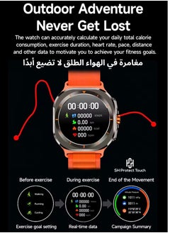 SH PROTECT TOUCH Smart Watch 7 Ultra 1.43" Super Amoled 47mm GPS Tracking Smart Watch for Men Amoled Outdoor Sports Temperature Clock BT Call 7 ULTRA SmartWatch (Titanium Black)  - Image 5