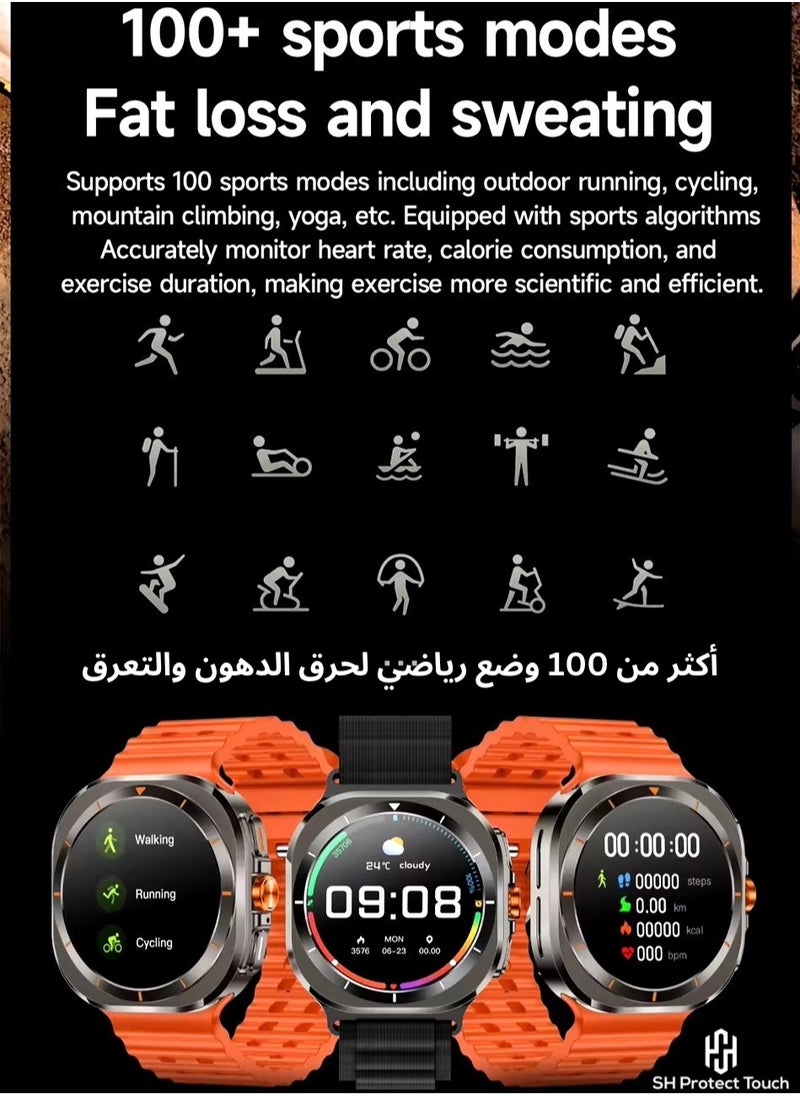 SH PROTECT TOUCH - Smart Watch 7 Ultra 1.43" Super Amoled 47mm GPS Tracking Smart Watch for Men Amoled Outdoor Sports Temperature Clock BT Call 7 ULTRA SmartWatch (Titanium Black) - Image 1