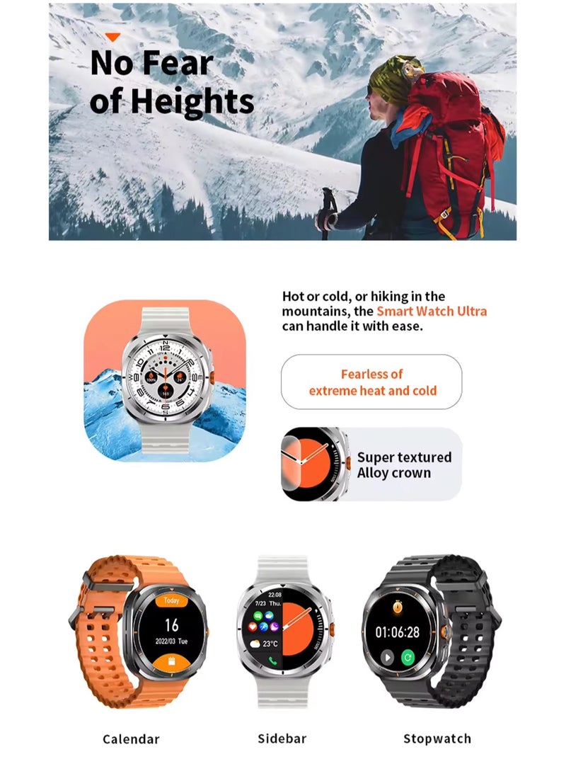 SH PROTECT TOUCH - Smart Watch 7 Ultra 1.43" Super Amoled 47mm GPS Tracking Smart Watch for Men Amoled Outdoor Sports Temperature Clock BT Call 7 ULTRA SmartWatch (Titanium Black) - Image 1