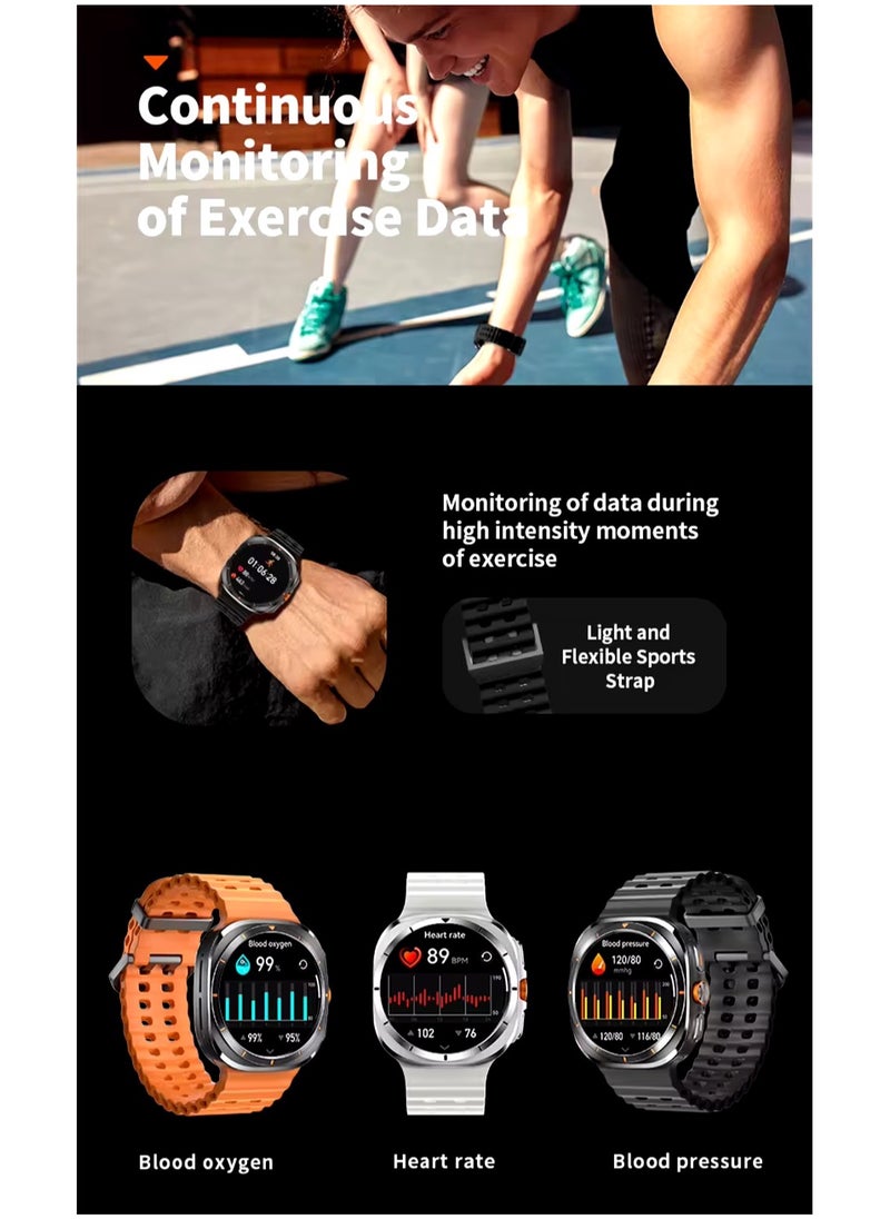 SH PROTECT TOUCH - Smart Watch 7 Ultra 1.43" Super Amoled 47mm GPS Tracking Smart Watch for Men Amoled Outdoor Sports Temperature Clock BT Call 7 ULTRA SmartWatch (Titanium Black) - Image 1