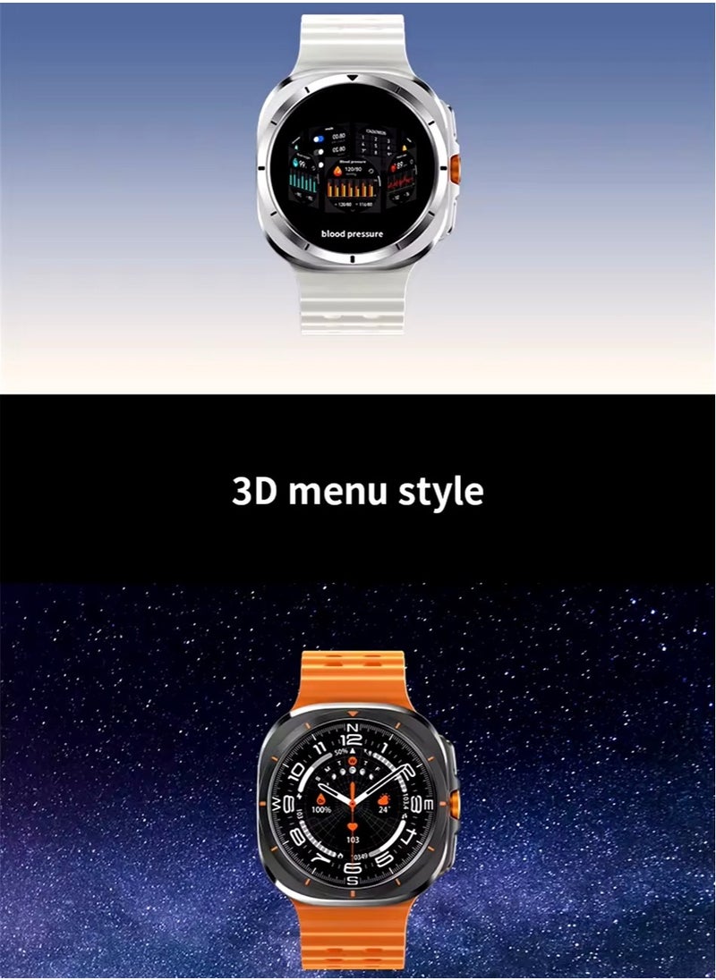 SH PROTECT TOUCH - Smart Watch 7 Ultra 1.43" Super Amoled 47mm GPS Tracking Smart Watch for Men Amoled Outdoor Sports Temperature Clock BT Call 7 ULTRA SmartWatch (Titanium Black) - Image 1