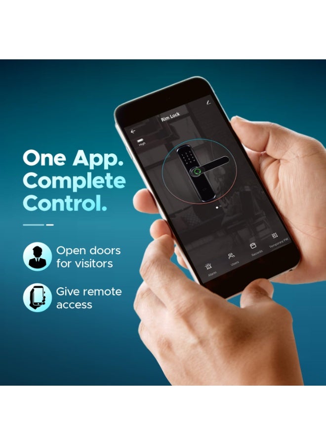 Nomeregan Smart Door Lock,Weatherproof Rim Lock, 5-in-1 Keyless Entry ,Fingerprint, Password, IC Card, Backup Key,WiFi Tuya App Control Easy Install - Image 4