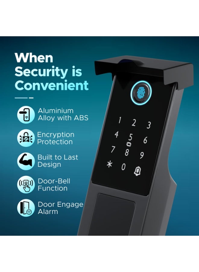 Nomeregan Smart Door Lock,Weatherproof Rim Lock, 5-in-1 Keyless Entry ,Fingerprint, Password, IC Card, Backup Key,WiFi Tuya App Control Easy Install - Image 5
