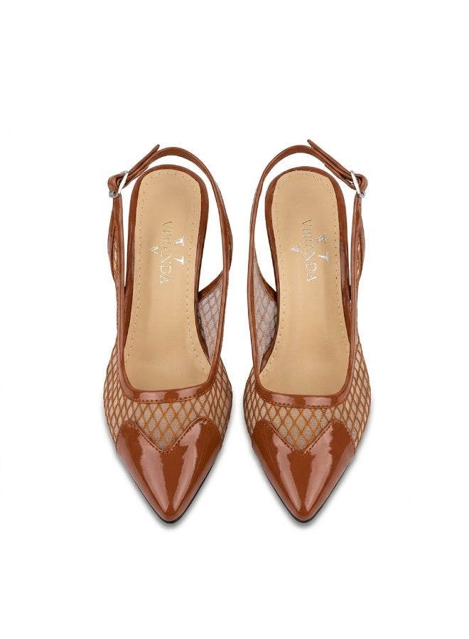 Vbranda Elegant Sandal slingback heels featuring sheer mesh panels C-134 - Image 2