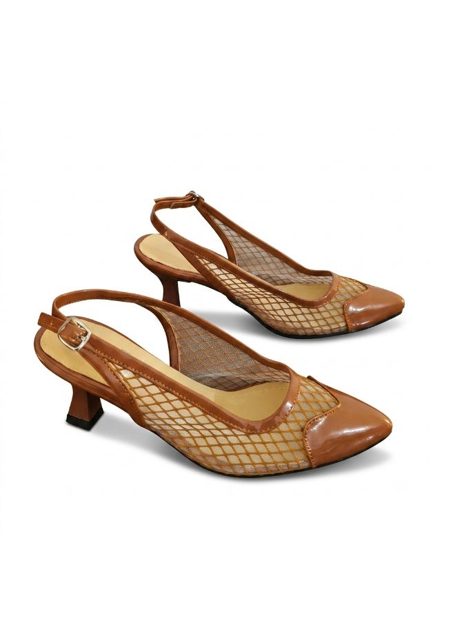 Vbranda Elegant Sandal slingback heels featuring sheer mesh panels C-134 - Image 3