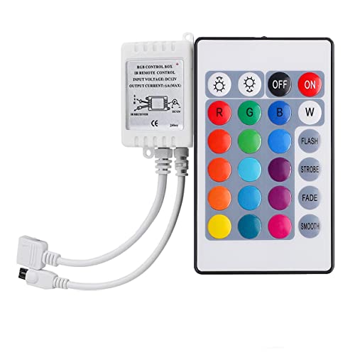 SUPERNIGHT DC 12V 24-Key LED Strip IR Remote Controller with Controller Box for 3528 5050 SMD RGB LED Strip Lights - Image 1