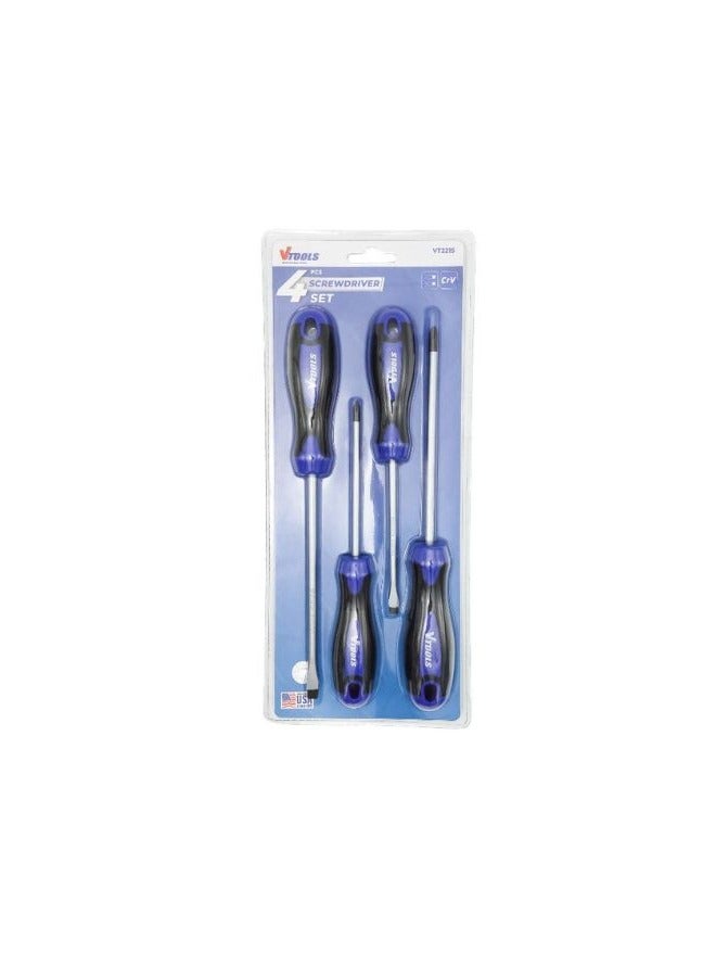 VTOOLS 4Pcs Screwdriver Set, 100-150mm Phillips and Slotted, Magnetic Tip With Non-Slip Comfortable Handle - Image 3