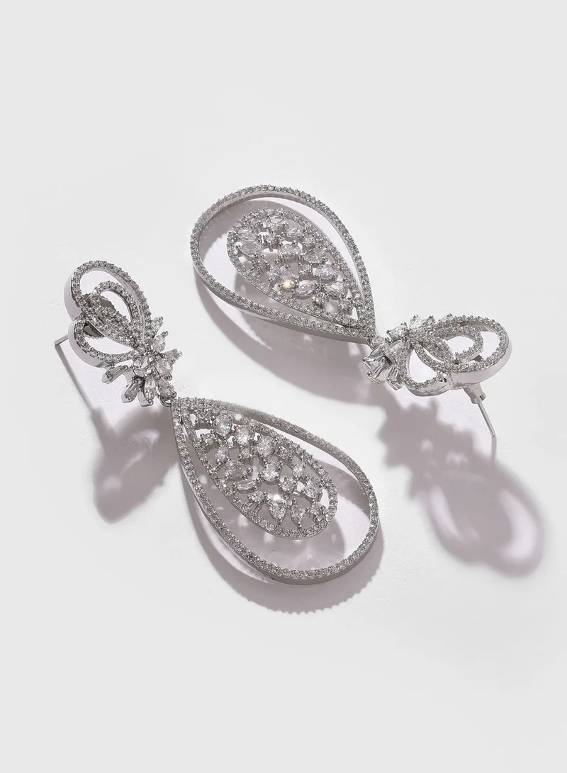 SOHI Silver Plated Designer Stone Drop Earring