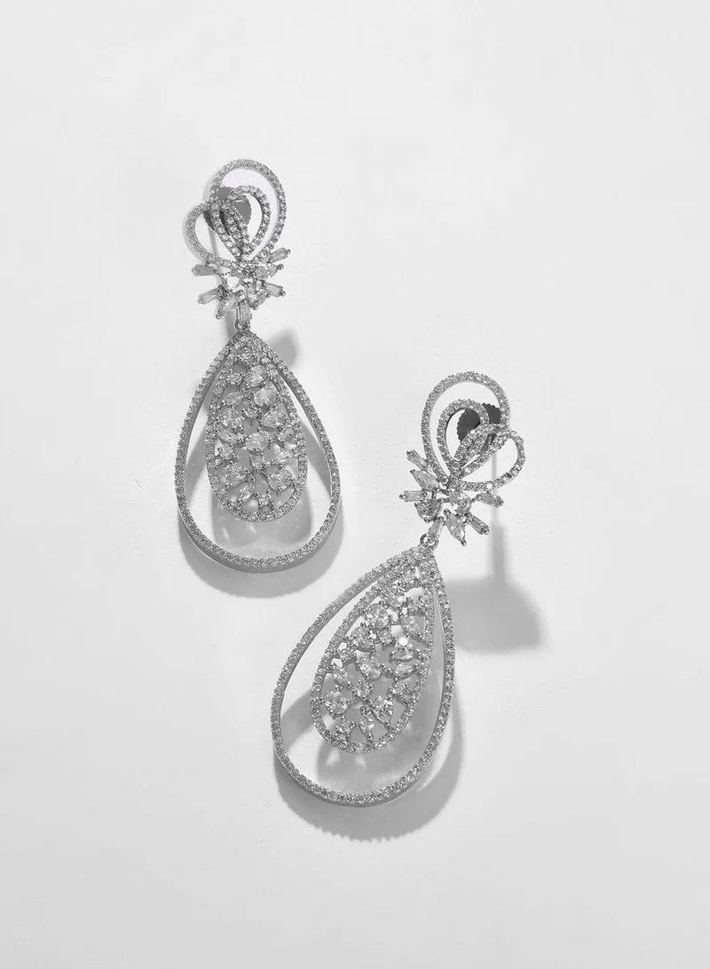 SOHI Silver Plated Designer Stone Drop Earring
