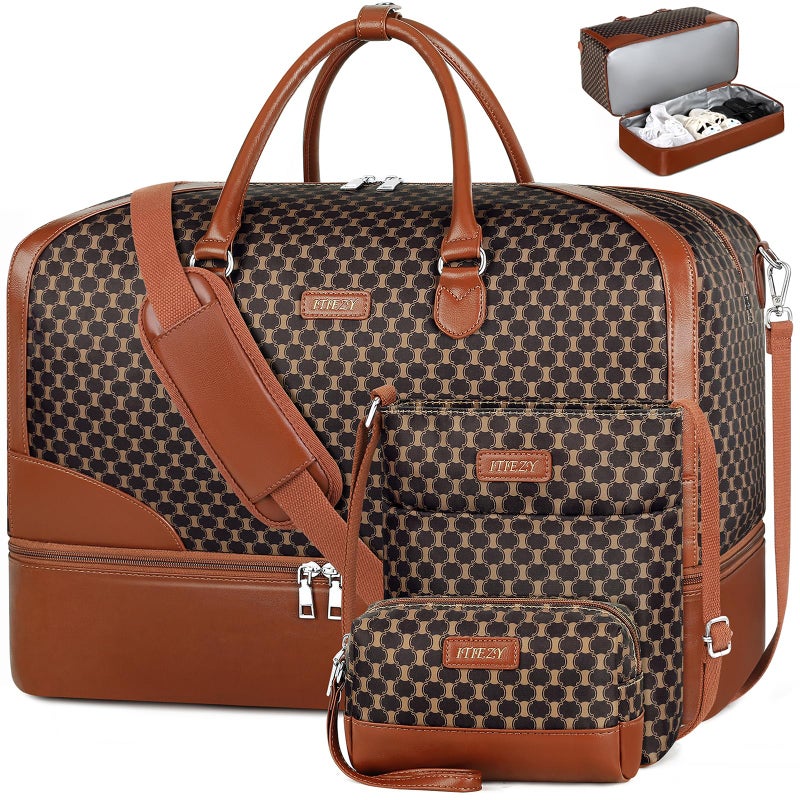 ITIEZY Weekender Overnight Bag for Women - Large Travel Duffel & Carry-On Tote with Crossbody & Toiletry Bag - Image 1