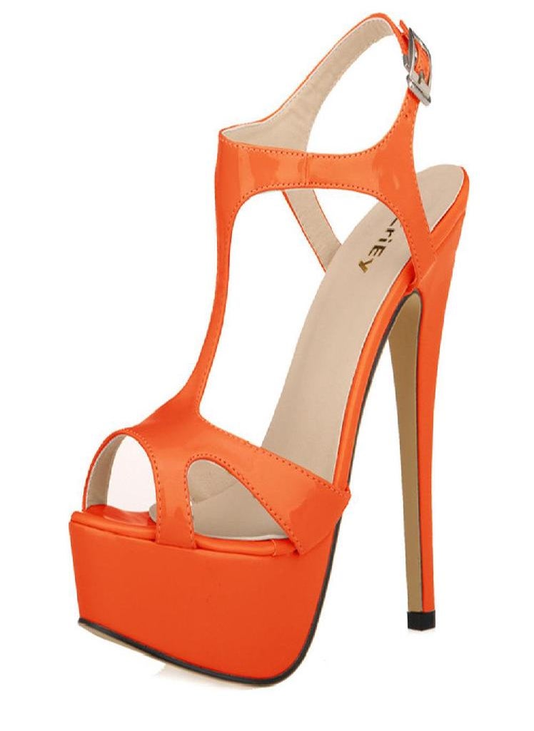 Eckek - Cross-dresser Unisex Men's Hot Drag Queen Platform Stiletto High Heels Belt Buckle Peep Toe Shoes Sandals SM Gay Newhalf - Image 1