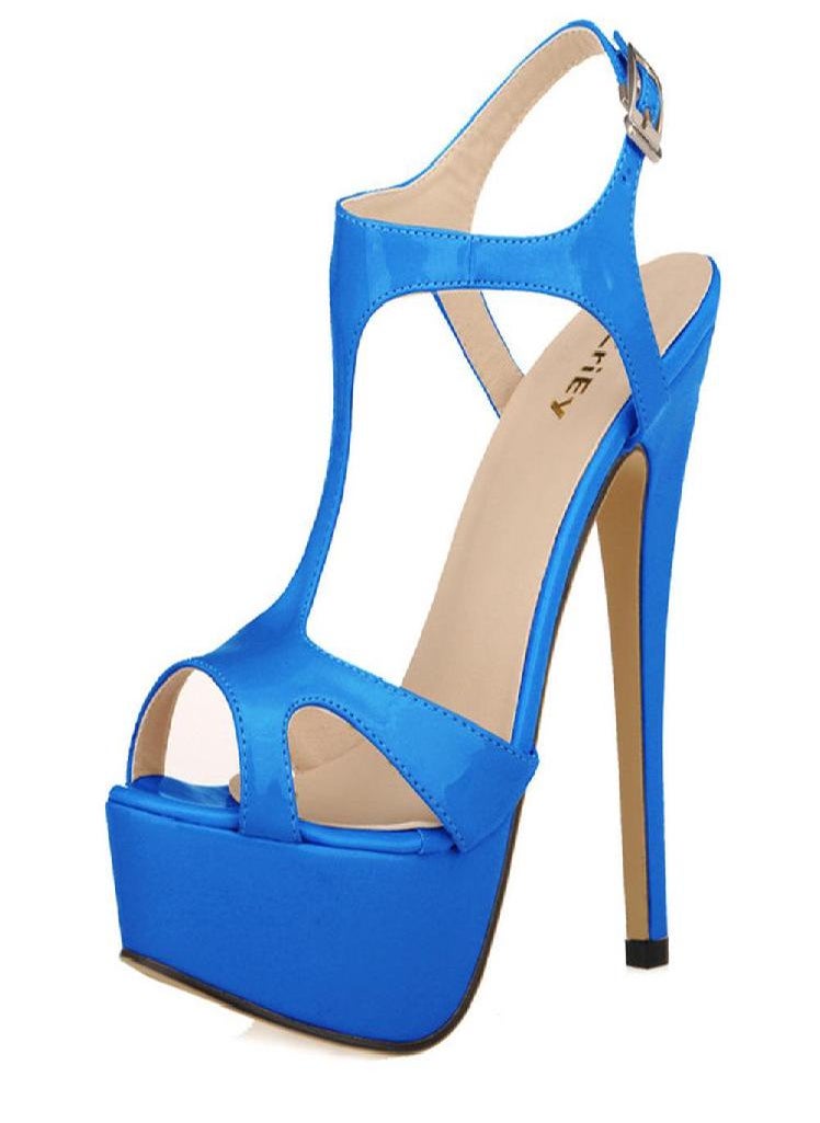 Eckek - Cross-dresser Unisex Men's Hot Drag Queen Platform Stiletto High Heels Belt Buckle Peep Toe Shoes Sandals SM Gay Newhalf - Image 1