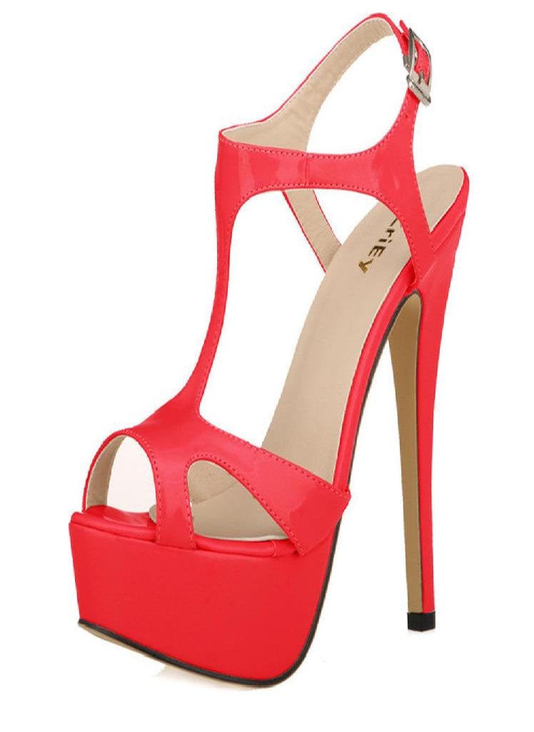 Eckek - Cross-dresser Unisex Men's Hot Drag Queen Platform Stiletto High Heels Belt Buckle Peep Toe Shoes Sandals SM Gay Newhalf - Image 1