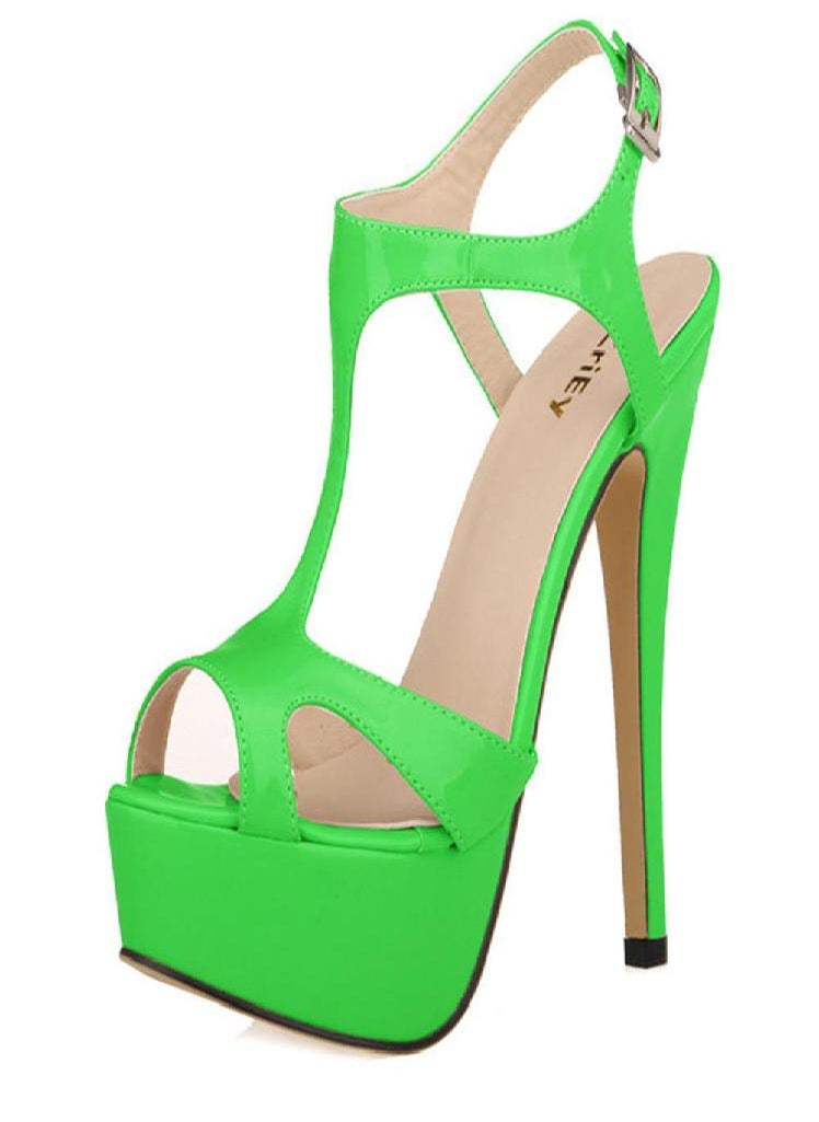 Eckek - Cross-dresser Unisex Men's Hot Drag Queen Platform Stiletto High Heels Belt Buckle Peep Toe Shoes Sandals SM Gay Newhalf - Image 1