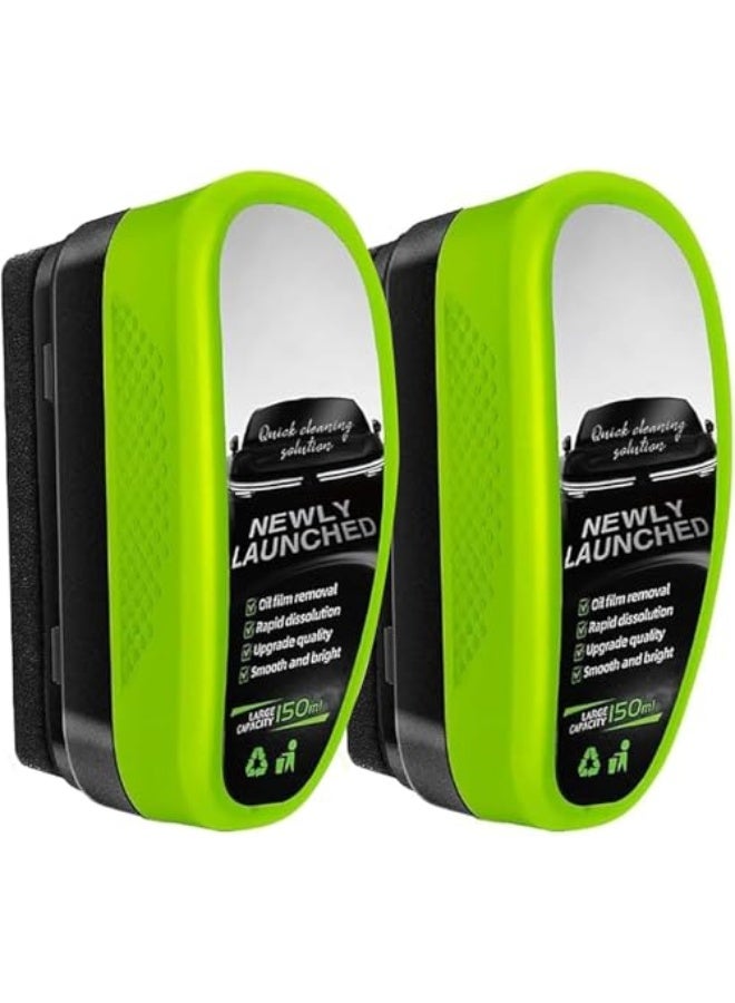 Generic Upgrade Automotive Oil Film Cleaning Brush,2pcs New 2.0 Green Car Glass Oil Film Remover,Glass Coating Board for Windshield,Prevents Rain and Fog Cleaning Brush - Image 1