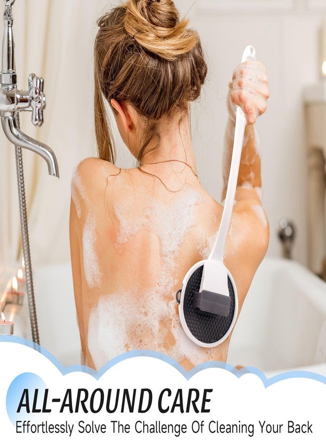 NURENDER Silicone Back Scrubber for Shower, 15.68'' Detachable Long Handle Bath Brush with Soft Loop Bristles for Deep Cleansing & Gentle Exfoliation, Wall Mounted Body Brush, Men & Women - Image 2