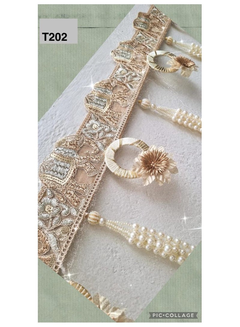 تُران مزخرف مع خرز لؤلؤ وزخارف ذهبية، بندروال تقليدي للاحتفال بعيد ديوالي، الحجم: 40 بوصة