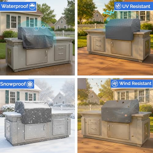 Covers & All Covers All Builtin Grill Cover for Outdoor Grill Heavy Duty 12 oz Waterproof Builtin BBQ Grill Cover PVCCoated Polyester with Elastic Hem for Snug Fit 32 x 26 x 24 inches Grey - Image 3