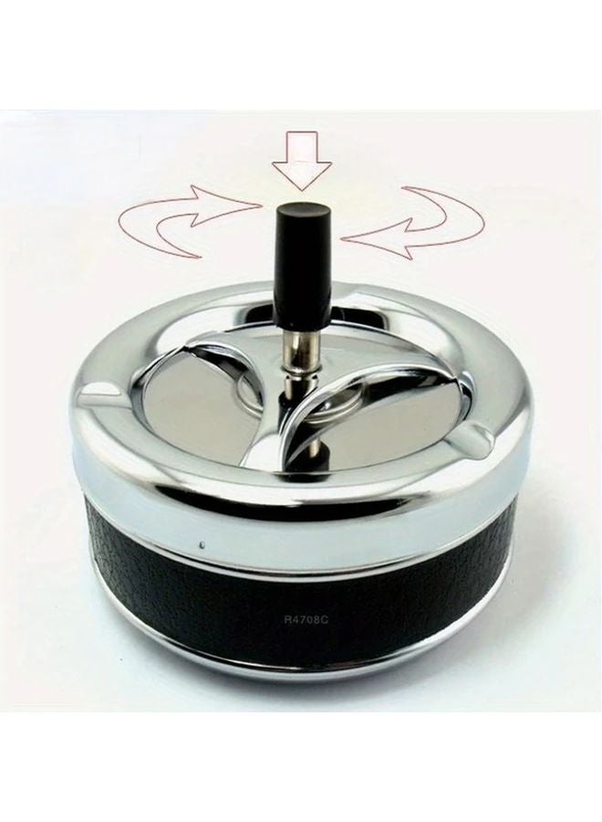 منفضة سجائر دوارة محمولة حمراء بغطاء، بتصميم معدني متين مقاوم للانسكاب للمنزل والمكتب والبار - Image 2