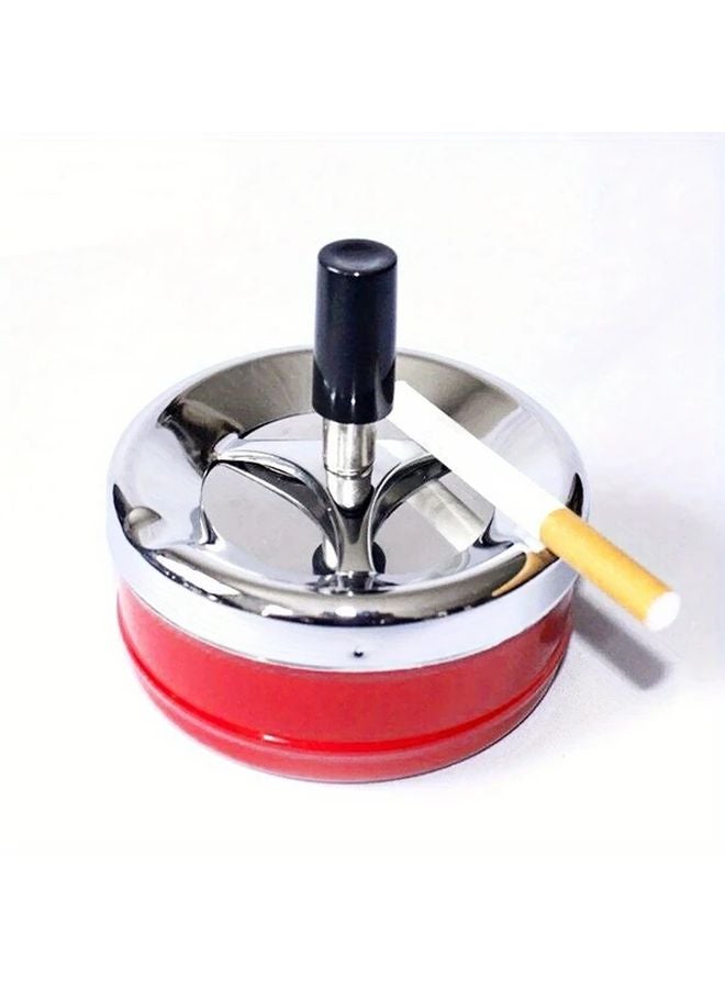 منفضة سجائر دوارة محمولة حمراء بغطاء، بتصميم معدني متين مقاوم للانسكاب للمنزل والمكتب والبار - Image 4