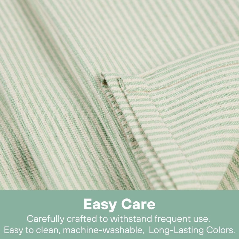 MEEMA Cloth Napkins Set of 4  Cotton Napkins Cloth Washable  Farmhouse Table Dinner  Servilletas de Tela  18x18 in  Pinstriped Sage Green - Image 4