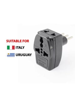 WONPRO Wonpro Universal Travel Adapter, 3 ports, Round Pin, Rated 10A 250V Compact Size Travel Adapter with Universal Receptacle - Can Accept Different Plug Worldwide) , Suitable for ITALY, URUGUAY(Inlay way) 
