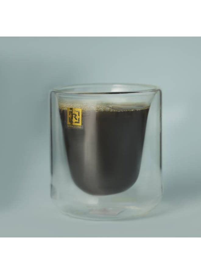 Royalford BRS 2-Piece Elegant Classic Design Double Wall Cup Set Perfect Glasses For Water, Juice, Beer, Wine, And Cocktails 200 ml Clear - Image 4