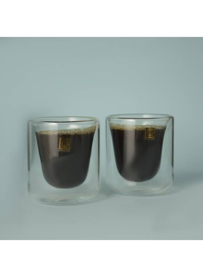 Royalford BRS 2-Piece Elegant Classic Design Double Wall Cup Set Perfect Glasses For Water, Juice, Beer, Wine, And Cocktails 200 ml Clear - Image 2