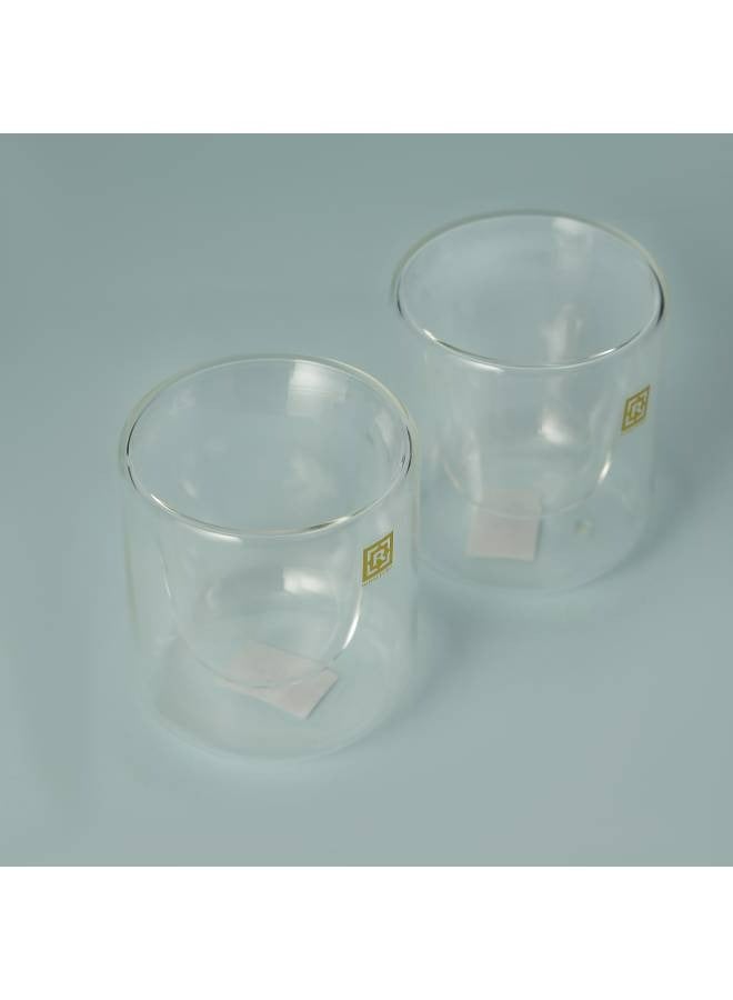 Royalford BRS 2-Piece Elegant Classic Design Double Wall Cup Set Perfect Glasses For Water, Juice, Beer, Wine, And Cocktails 200 ml Clear - Image 3