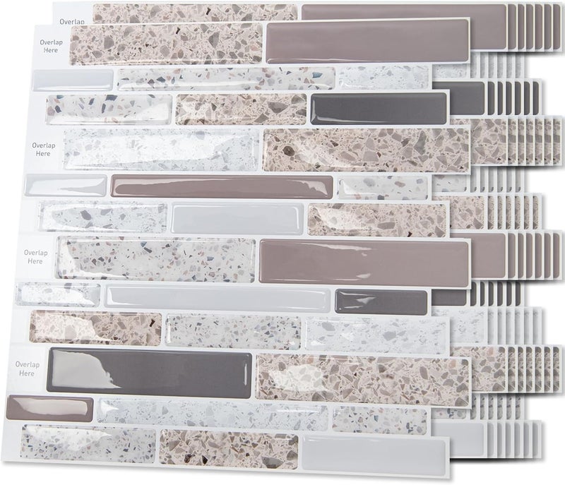 Art3d Backsplash Tile for Kitchen Peel and Stick, 10 Sheets Self-Adhesive Wall Tiles for Kitchen, Bathroom Back Splashes, 12"x12", Terrazzo - Image 1