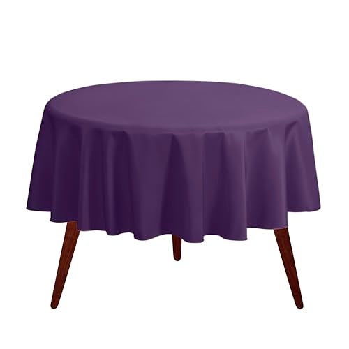 Gee Di Moda Round Tablecloth  120 Inch Purple Round Table Cloth for 60 to 96 Inch Round Tables  Heavy Duty Washable Fabric  for Buffet Table Holiday Party Dinner Wedding  Baby Shower