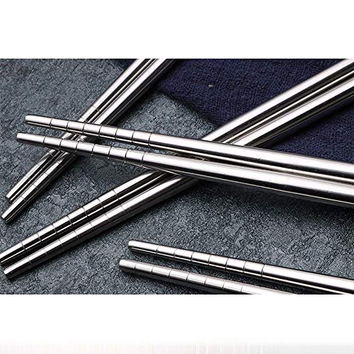 Iktu 4 Pairs Reusable Chopsticks Set - Stainless Steel Japanese Chopsticks, Lightweight Easy to Use Chop Sticks for Sushi, Noodles and Other Asian Food (Silver Wheat Grip) - Image 5
