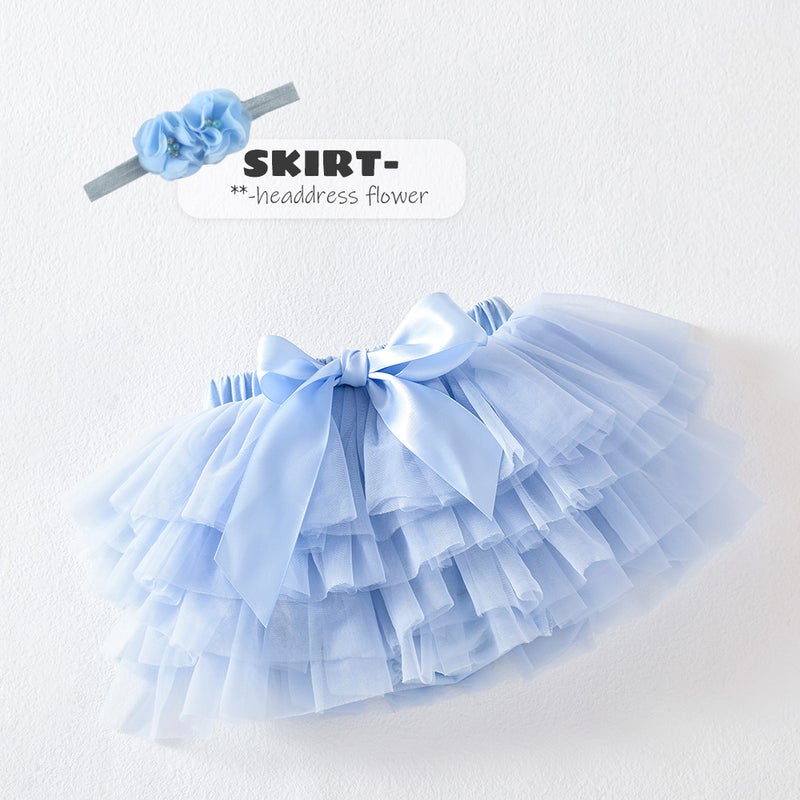 European American Toddler Skirt Set with Headband Light blue (including hairband) 