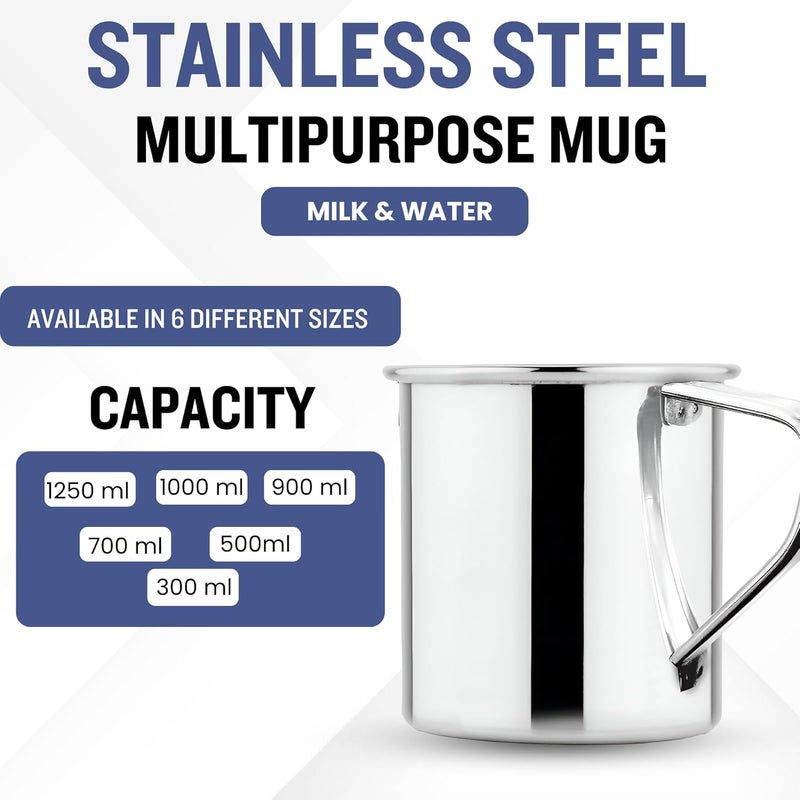 Prabha Stainless Steel Water Mug - 300mL | Multipurpose, Milk Mug, Ideal for Hiking, Camping | Durable & Versatile, Travel, Water Mug, Milk, Tea, Soup Mug - Image 3