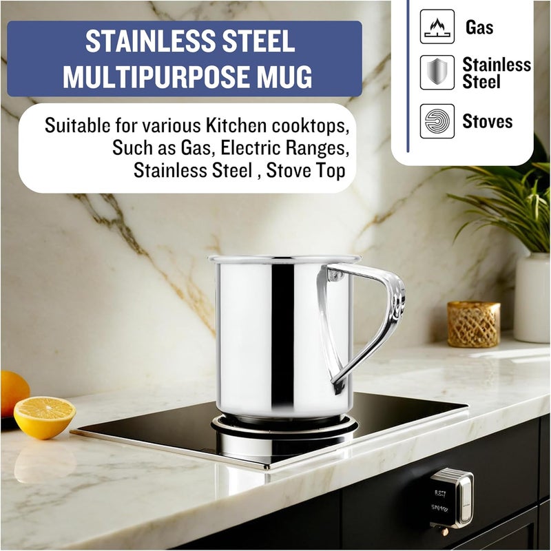 Prabha Stainless Steel Water Mug - 300mL | Multipurpose, Milk Mug, Ideal for Hiking, Camping | Durable & Versatile, Travel, Water Mug, Milk, Tea, Soup Mug - Image 5