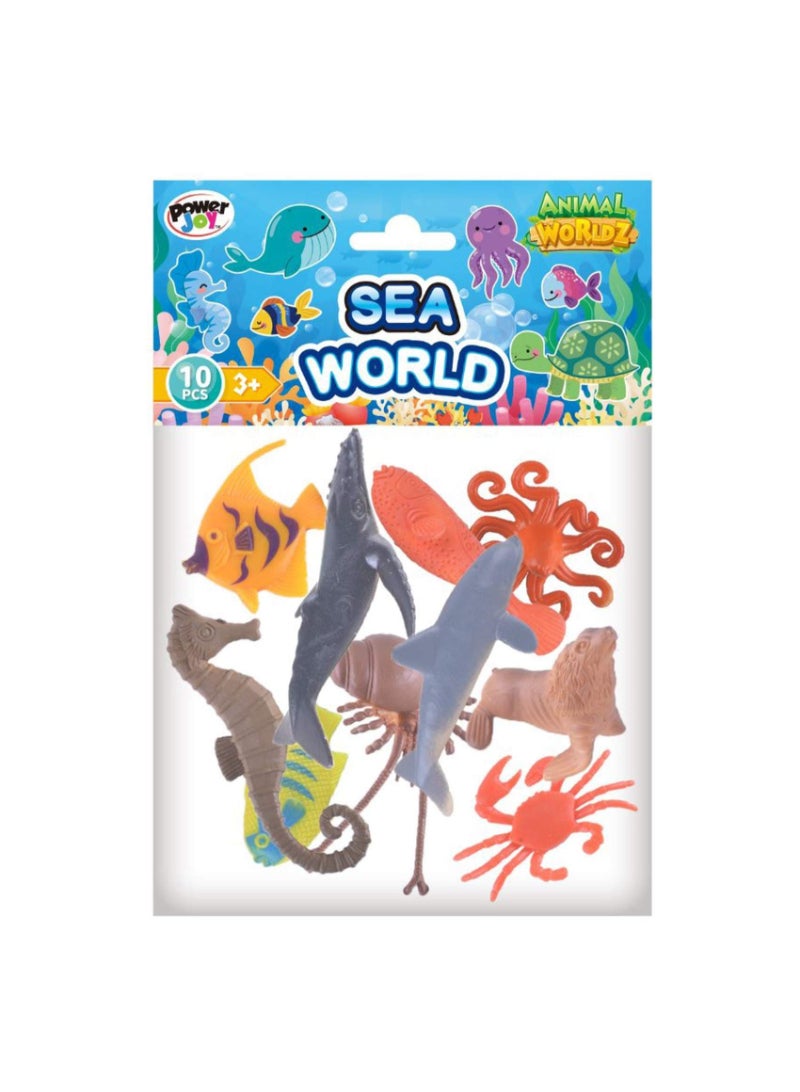 Power Joy Animal Worldz Sea World Animal Figure Toy 2inch 10 PCS