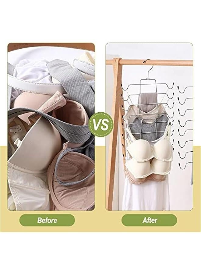 Metal Tank Tops Hanger Space Saving Foldable Bra Organizer with 360°Swivel Hook Closet Clothes Hanger for Tank Tops, Camisole, Bathing Suits, Bras, Scarves, Belts (Beige) - Image 3