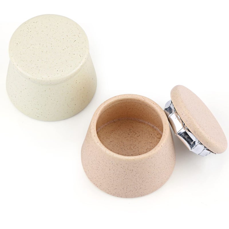 2Pcs Nail Dappen Dish Ceramic Nail Cup Acrylic Liquid Powder Container Holder with Lid for Nail Art Manicure Tool Accessories (Beige&Green)