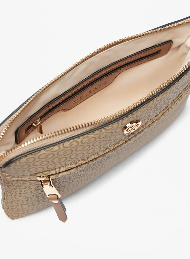 Celeste All-Over Monogram Print Crossbody Bag with Adjustable Strap